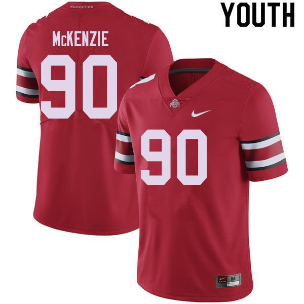 Ohio State Buckeyes Jaden McKenzie Youth #90 Red Authentic Stitched College Football Jersey